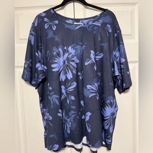 Columbia Floral Blue and Purple Oversized Top Size 2X